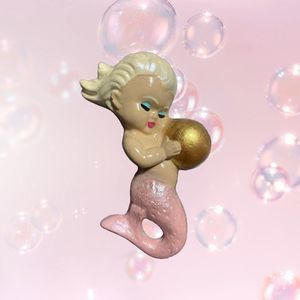 Chalkware Baby Mermaid Bubble - Soft Pink + Gold - MCM Bathroom